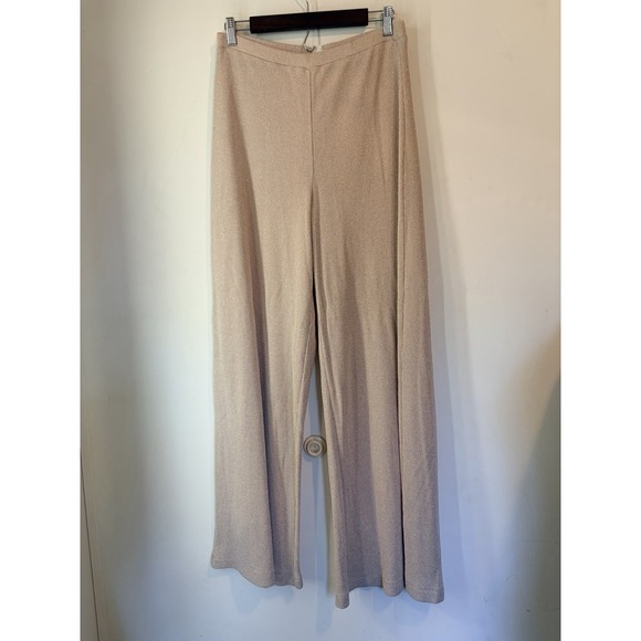 Anthropologie Pants - Anthro Feather Bone Gold Metallic Wide Leg Pants High Rise L Shimmer